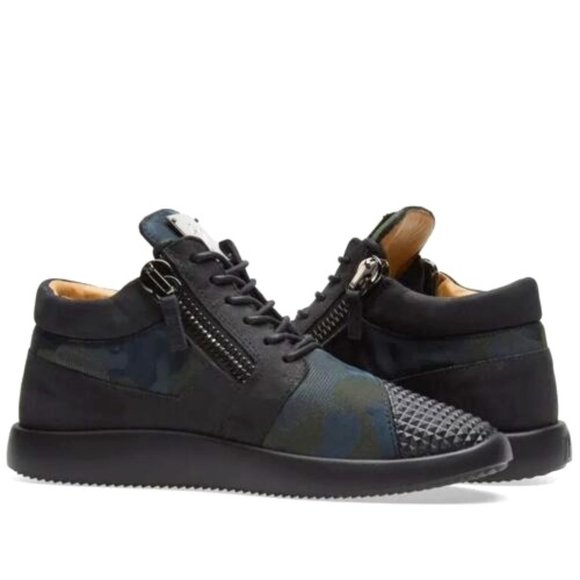 GIUSEPPE ZANOTTI MID TOP RUNNER Euro 43 (Camo and Gold) With Box and Show Bag - Picture 1 of 13
